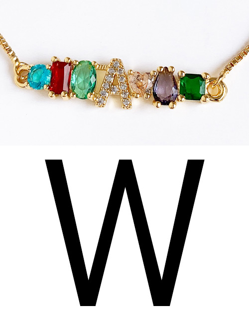 Fashion Golden W Copper Inlaid Zircon Letter Bracelet