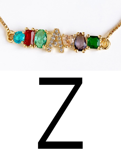 Fashion Golden Z Copper Inlaid Zircon Letter Bracelet