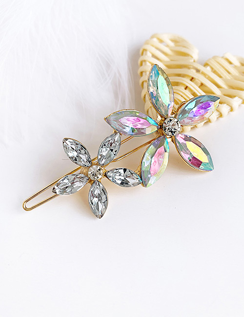 Fashion Ab Color Alloy Diamond Flower Hair Clip