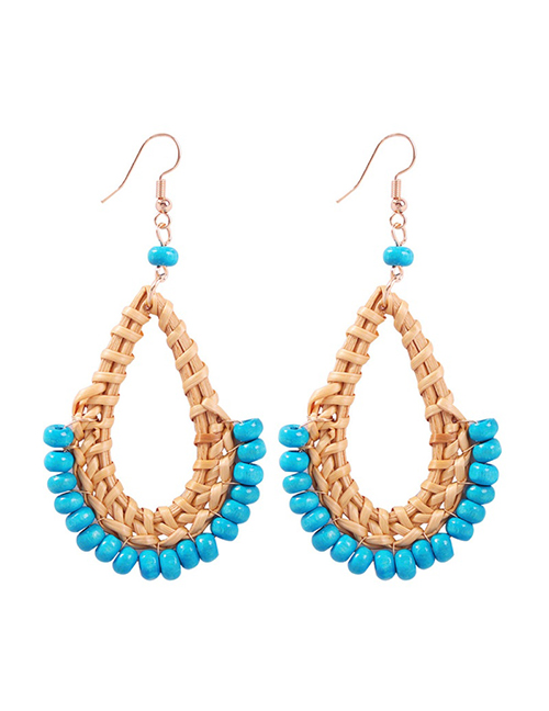 Fashion Blue Alloy Rattan Resin Beads Earrings