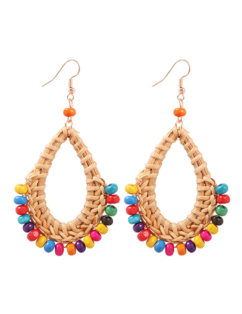 Fashion Color Alloy Rattan Resin Beads Earrings