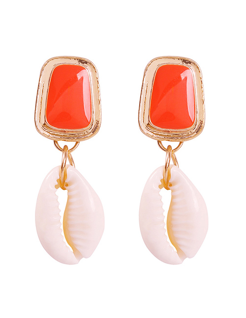 Fashion Orange Seashell Alloy Shell Conch Earrings