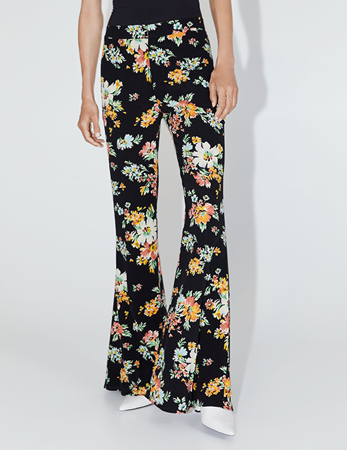 Fashion Color Flower Print Pants