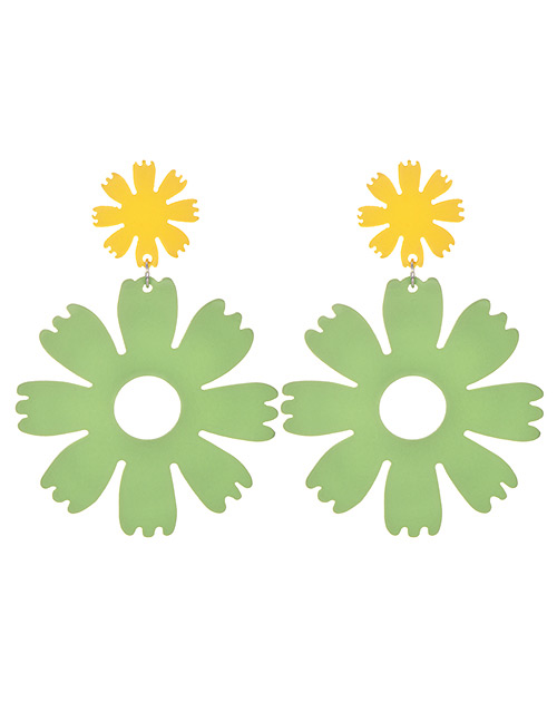 Fashion Green + Yellow Resin Flower Earrings