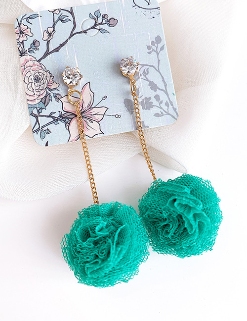 Fashion Blue Alloy Cloth Flower Earrings