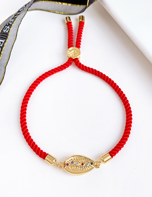 Fashion Gold Copper Inlaid Zircon Braided Rope Shell Bracelet