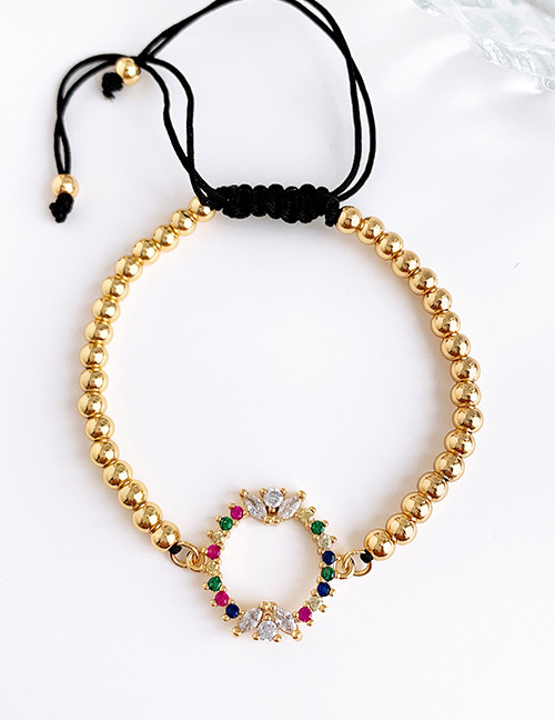 Fashion Gold Copper Inlaid Zircon Beads Drop Round Bracelet