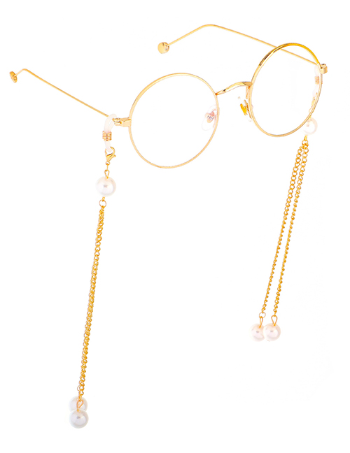 Fashion Gold Pearl Chain Double Buckle Glasses Chain