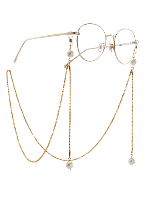 Fashion Gold Hollow Chain Hanging Neck Pearl Glasses Chain