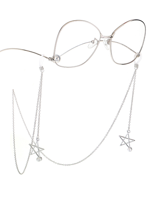 Fashion Silver Non-slip Metal Pearl Star Glasses Chain
