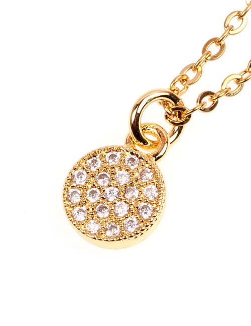 Fashion Round Gold Copper Plated Gold Micro Diamond Necklace