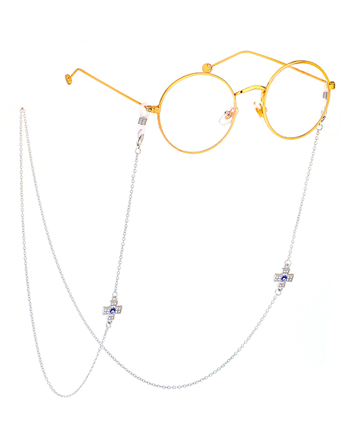 Fashion Silver Non-slip Metal Diamond Cross Eye Glasses Chain