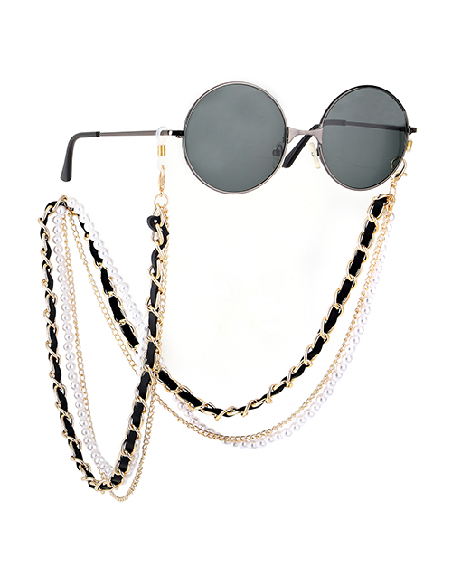 Fashion Gold Non-slip Metal Multilayer Tassel Pearl Glasses Chain