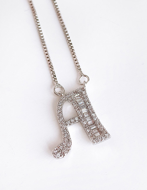Fashion A Silver Copper Inlaid Zircon Letter Necklace