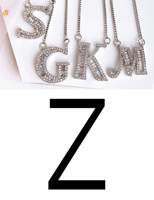 Fashion Z Silver Copper Inlaid Zircon Letter Necklace