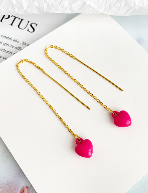 Fashion Rose Red Alloy Resin Love Ear Line