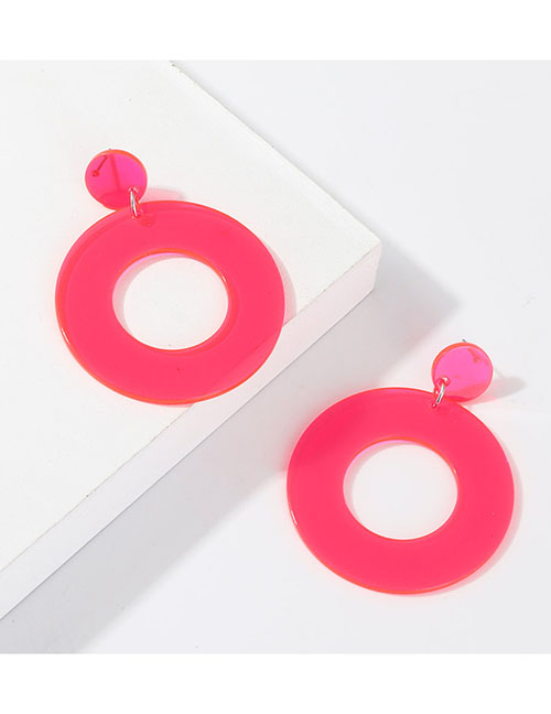 Fashion Rose Red C-shaped Star Fluorescent Earrings