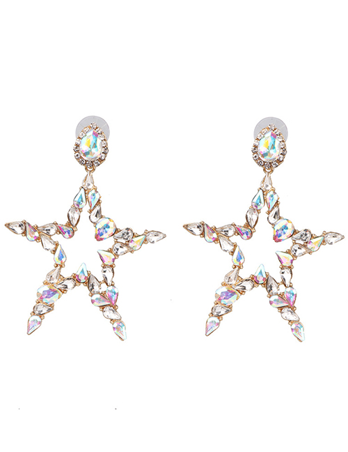 Fashion Ab Color Pentagram With Stud Earrings