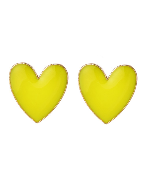 Fashion Yellow Alloy Drop Oil Love Stud Earrings