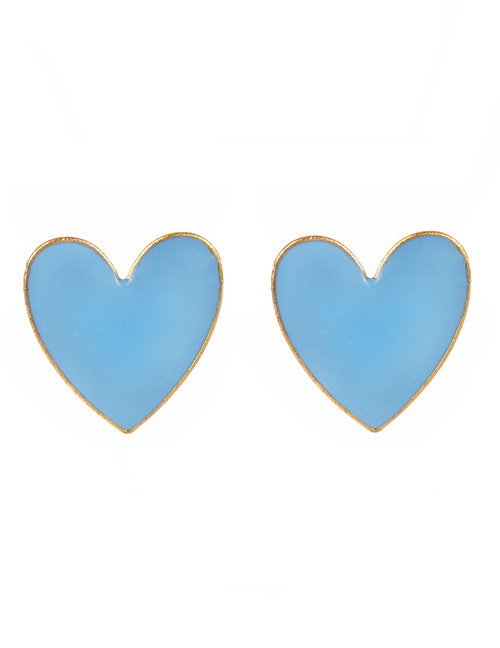 Fashion Blue Alloy Drop Oil Love Stud Earrings