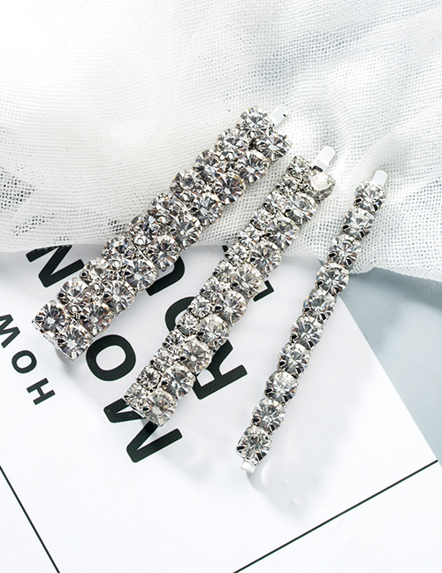 Fashion Silver Acrylic Diamond Hair Clip Three-piece