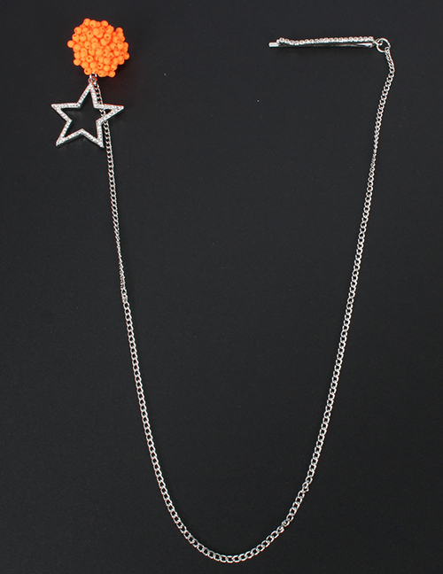 Fashion Orange Rice Beads Asymmetrical Star Earrings Hairpin Integrated