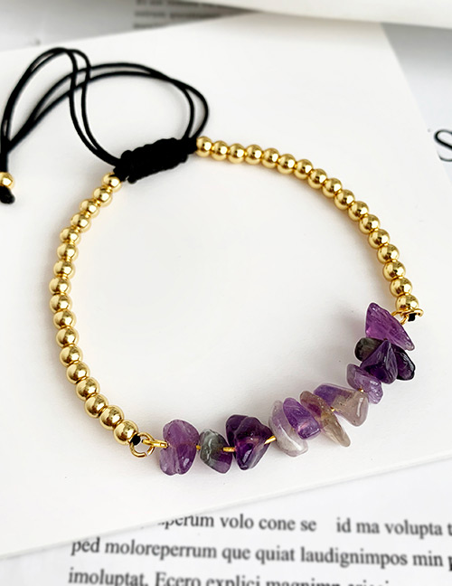 Fashion Purple Copper Beaded Natural Stone Bracelet