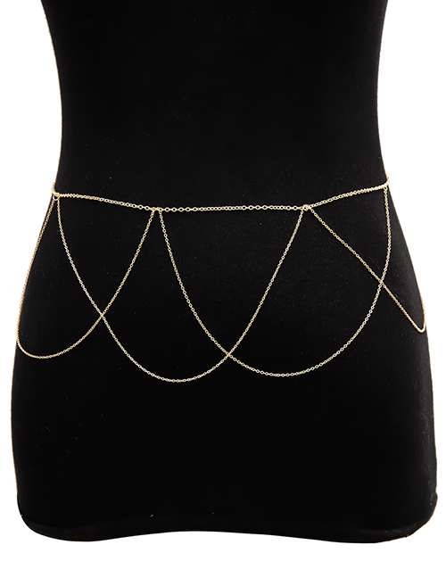 Fashion Gold Geometric Chain Tassel Waist Chain