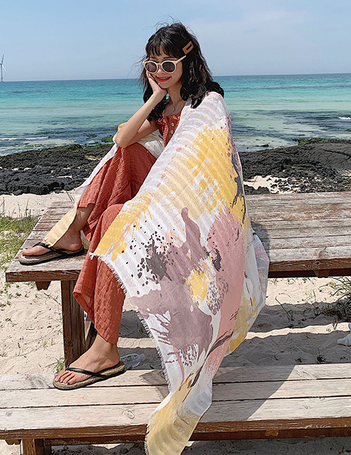 Fashion Graffiti Color Oversized Sunscreen Shawl