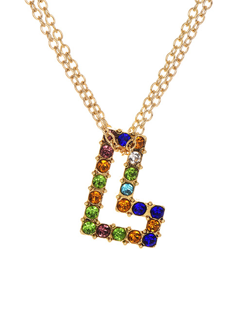 Fashion Letter L Alloy Diamond Alphabet Necklace