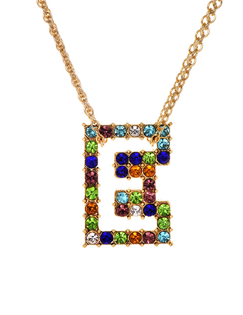 Fashion Letter E Alloy Diamond Alphabet Necklace