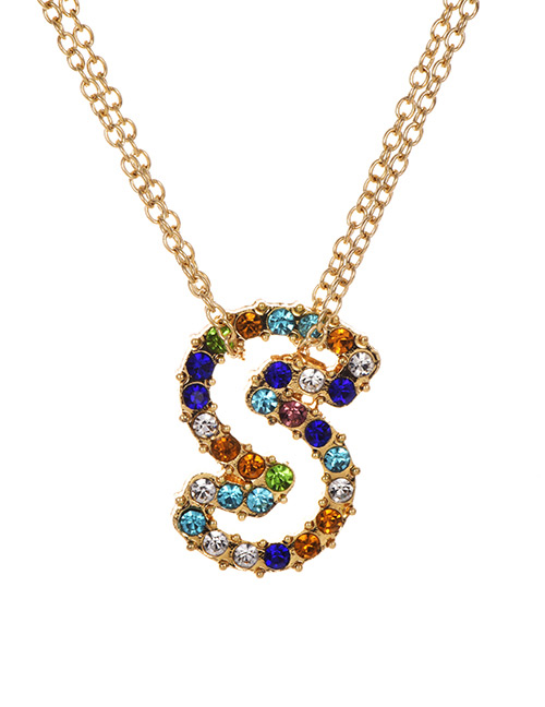 Fashion Letter S Alloy Diamond Alphabet Necklace