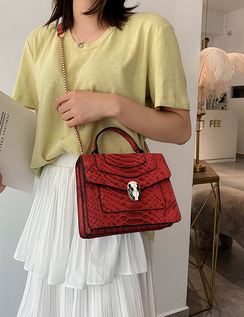 Fashion Red Serpentine Shoulder Bag Shoulder Chain Bag
