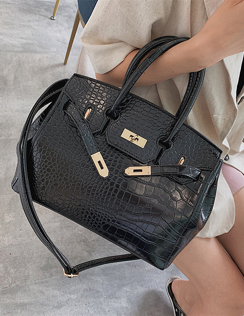 Fashion Black Stone Pattern Crossbody Shoulder Bag