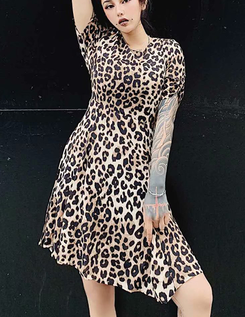 Fashion Leopard Printed Chiffon Dress