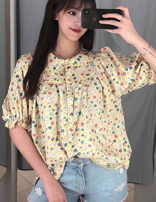 Fashion Yellow Daisy Print Shirt