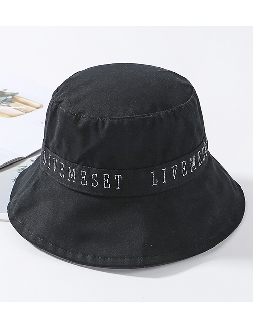 Fashion Black Embroidered Letter Stitching Cap
