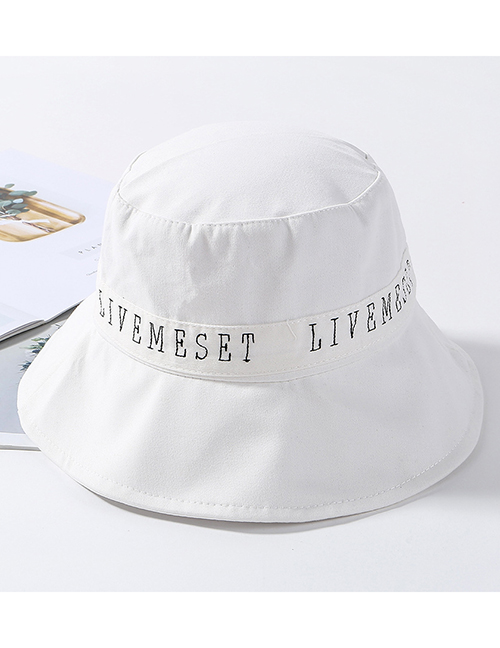 Fashion White Embroidered Letter Stitching Cap