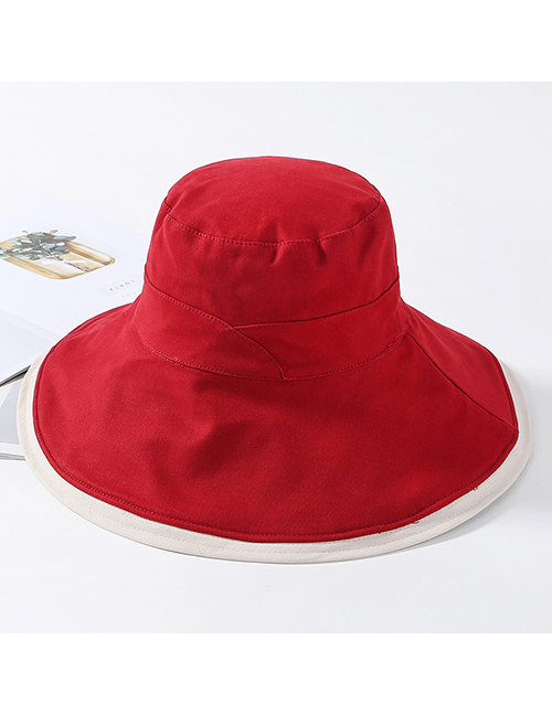 Fashion Red Stitching Contrast Double-sided Wearing Sunhat