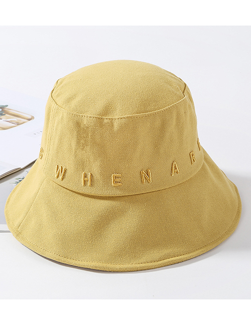 Fashion Yellow Embroidered Letter Cap