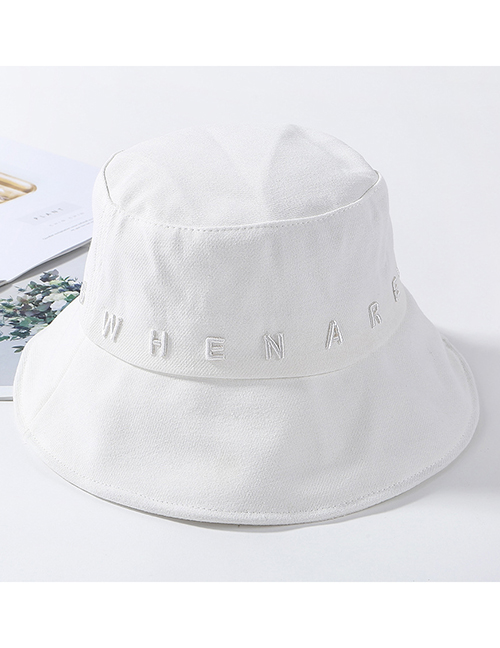 Fashion White Embroidered Letter Cap