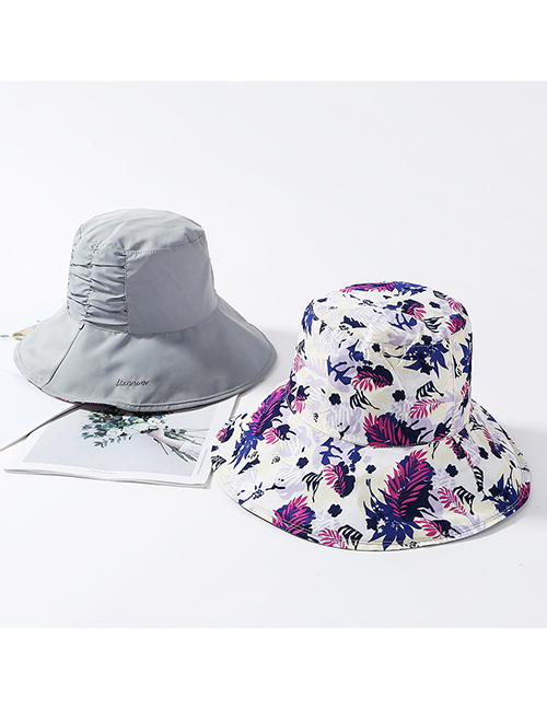 Fashion Gray Printed Double-sided Pleated Collapsible Basin Cap