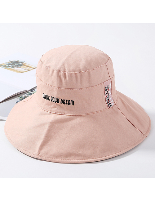 Fashion Pink Cotton Cloth Embroidery Letter Double-sided Basin Cap