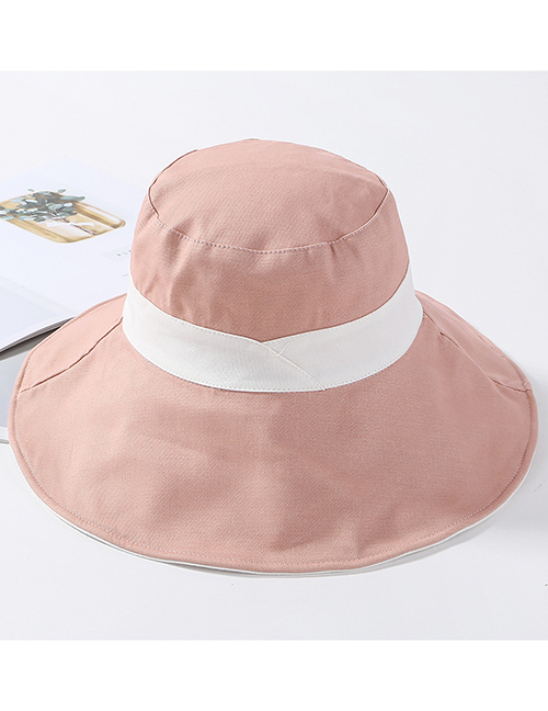 Fashion Pink Cotton Large Double-sided Color Matching Patch Fisherman Hat