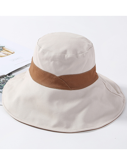 Fashion Beige Cotton Large Double-sided Color Matching Patch Fisherman Hat