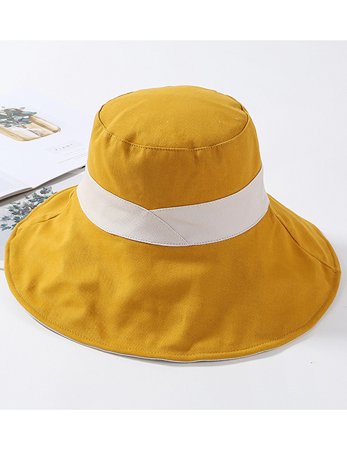Fashion Yellow Cotton Large Double-sided Color Matching Patch Fisherman Hat