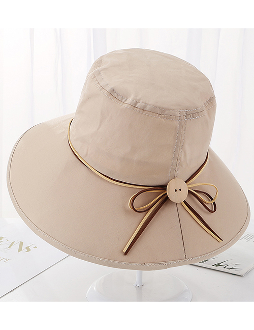 Fashion Beige Tethered Wooden Buckle Foldable Fisherman Hat