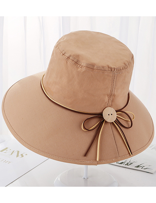 Fashion Khaki Tethered Wooden Buckle Foldable Fisherman Hat