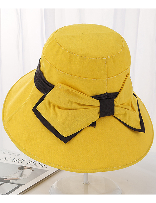 Fashion Yellow Dalat Bow Visor Fisherman Hat