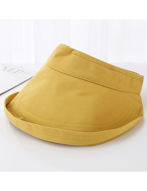 Fashion Yellow Crimped Embroidered Cotton Hollow Top Hat